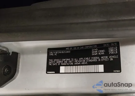 2011 Volvo S40 T5 из США, поврежденный, VIN YV1672MS1B2533800